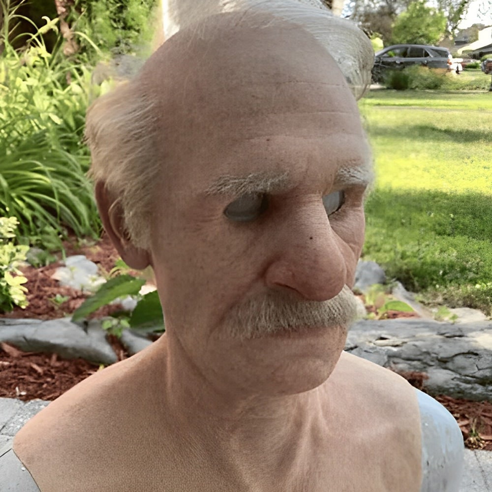 Mens Realistic Silicone Old Man Mask Facial Hair Chest Bib Halloween
