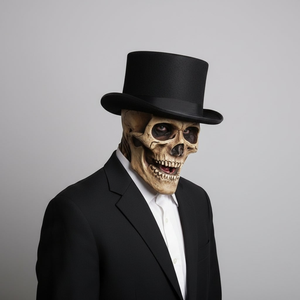 Mens Skull Skeleton Mask Exposed Brain Ribcage Latex Full Head Creepy Halloween Costume