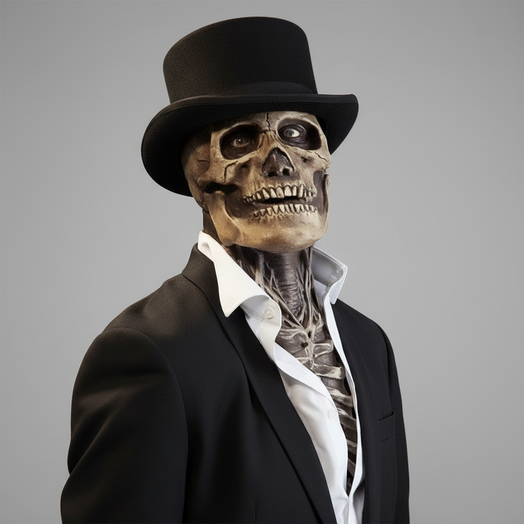 Mens Skull Skeleton Mask Exposed Brain Ribcage Latex Full Head Creepy Halloween Costume