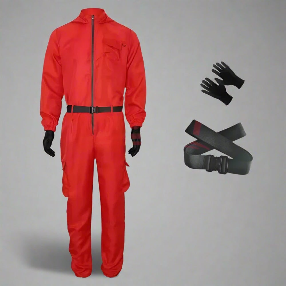 survival game Guard Costume Jumpsuit with Mask and Belt