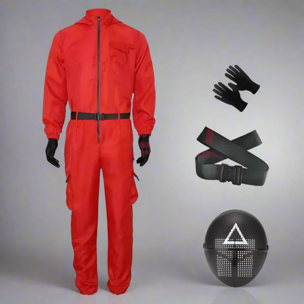survival game Guard Costume Jumpsuit with Mask and Belt