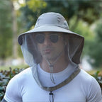Wide Brim Gardening Hat with Mosquito Net and UV Protection