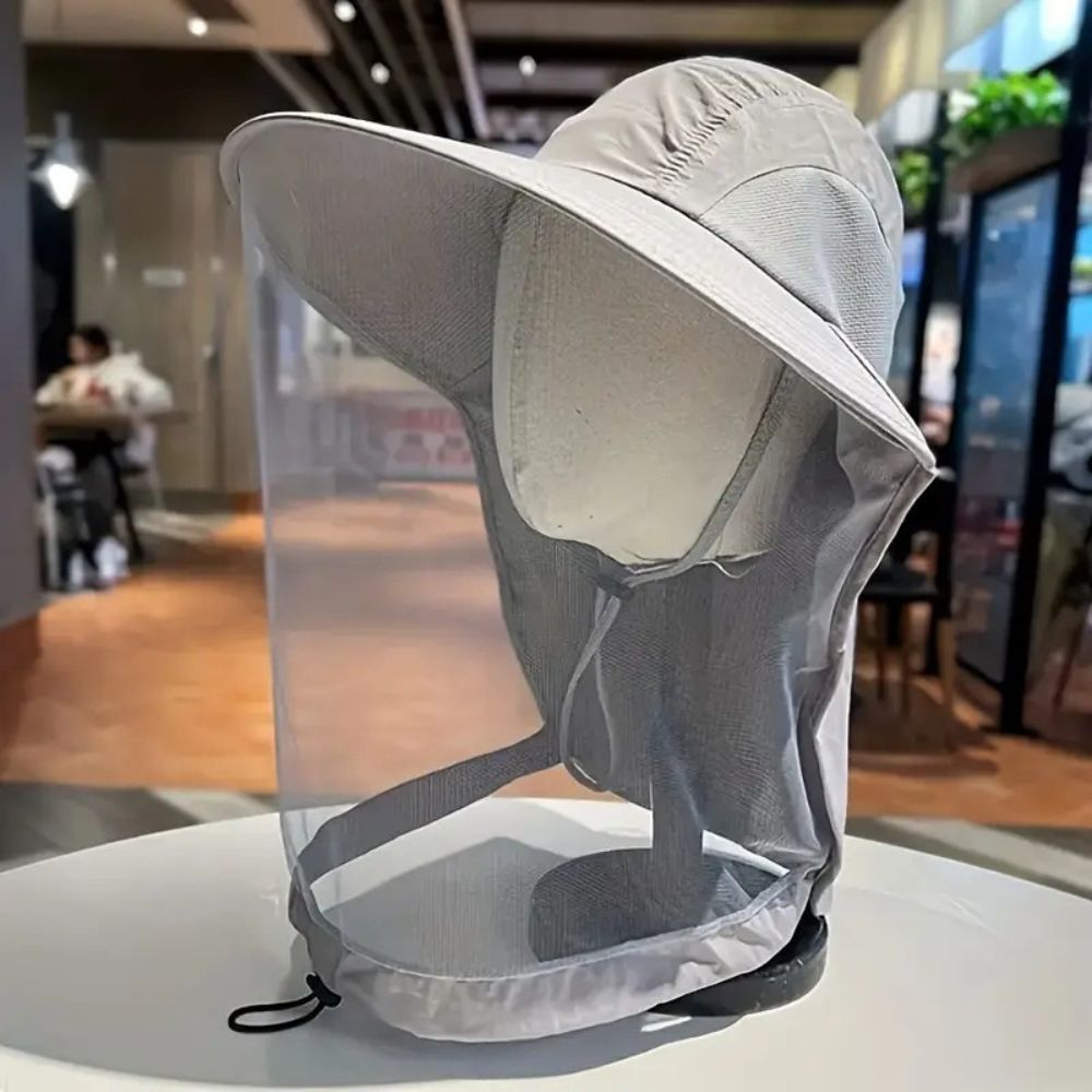 Wide Brim Gardening Hat with Mosquito Net and UV Protection