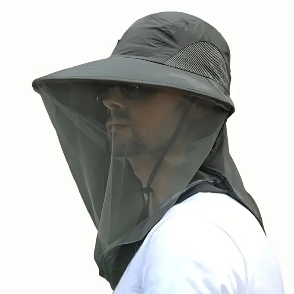 Wide Brim Gardening Hat with Mosquito Net and UV Protection