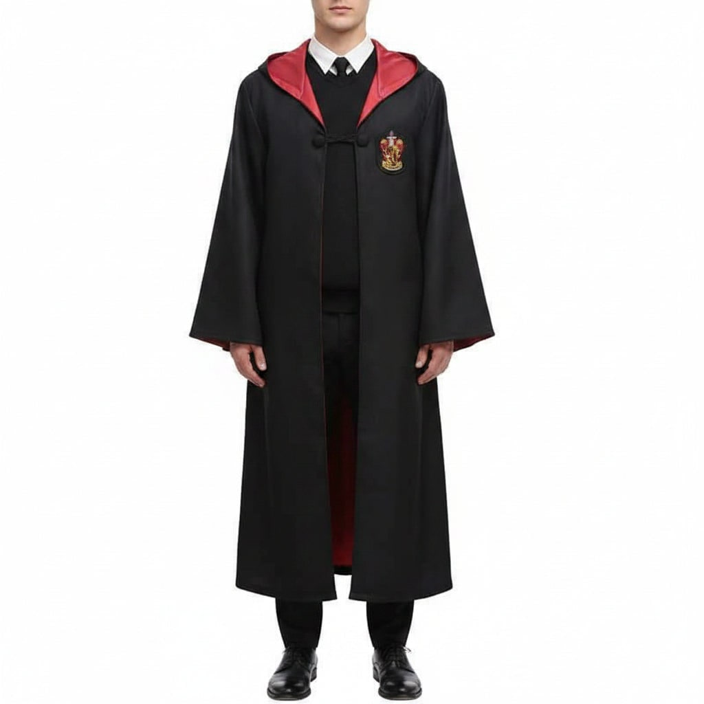 Wizard Robe Costume Hooded with Embroidered Crest Halloween