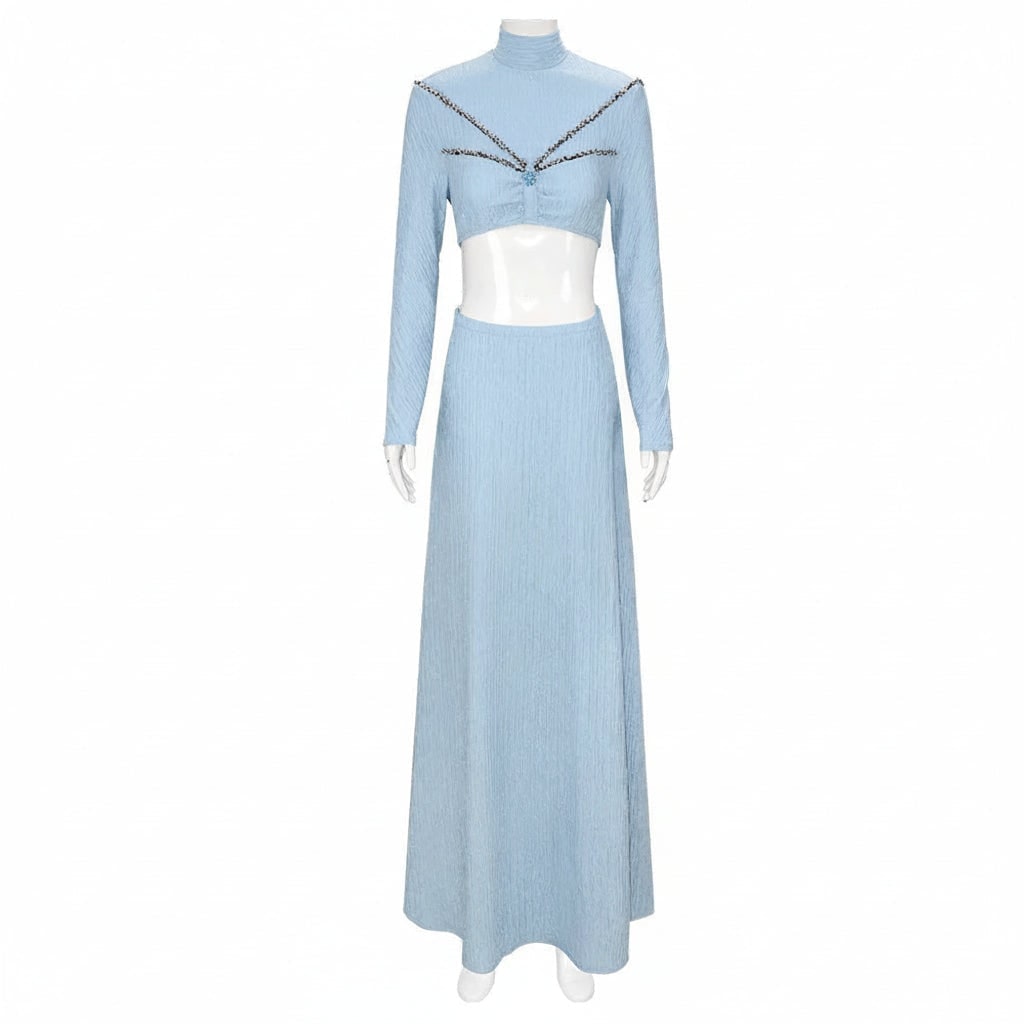 Womens Princess Cosplay Costume Dress with Satin Cape and Halter Neck Halloween Fantasy