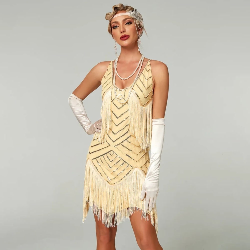 Womens Flapper Dress Roaring 20s Costume Sequin Fringe Halloween 1920s Party