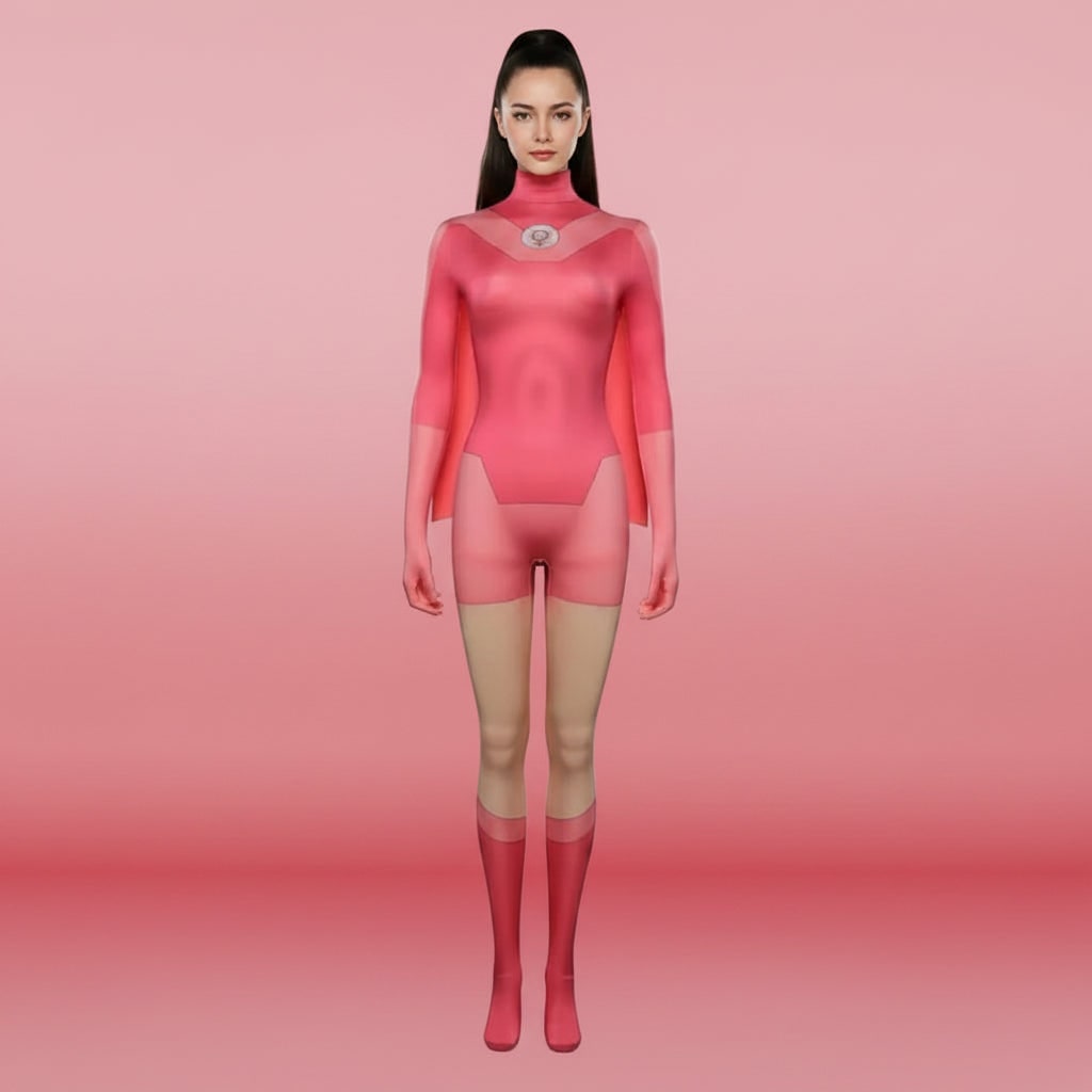 Womens Superhero Costume Cosplay Bodysuit with Cape and Gloves Halloween Party