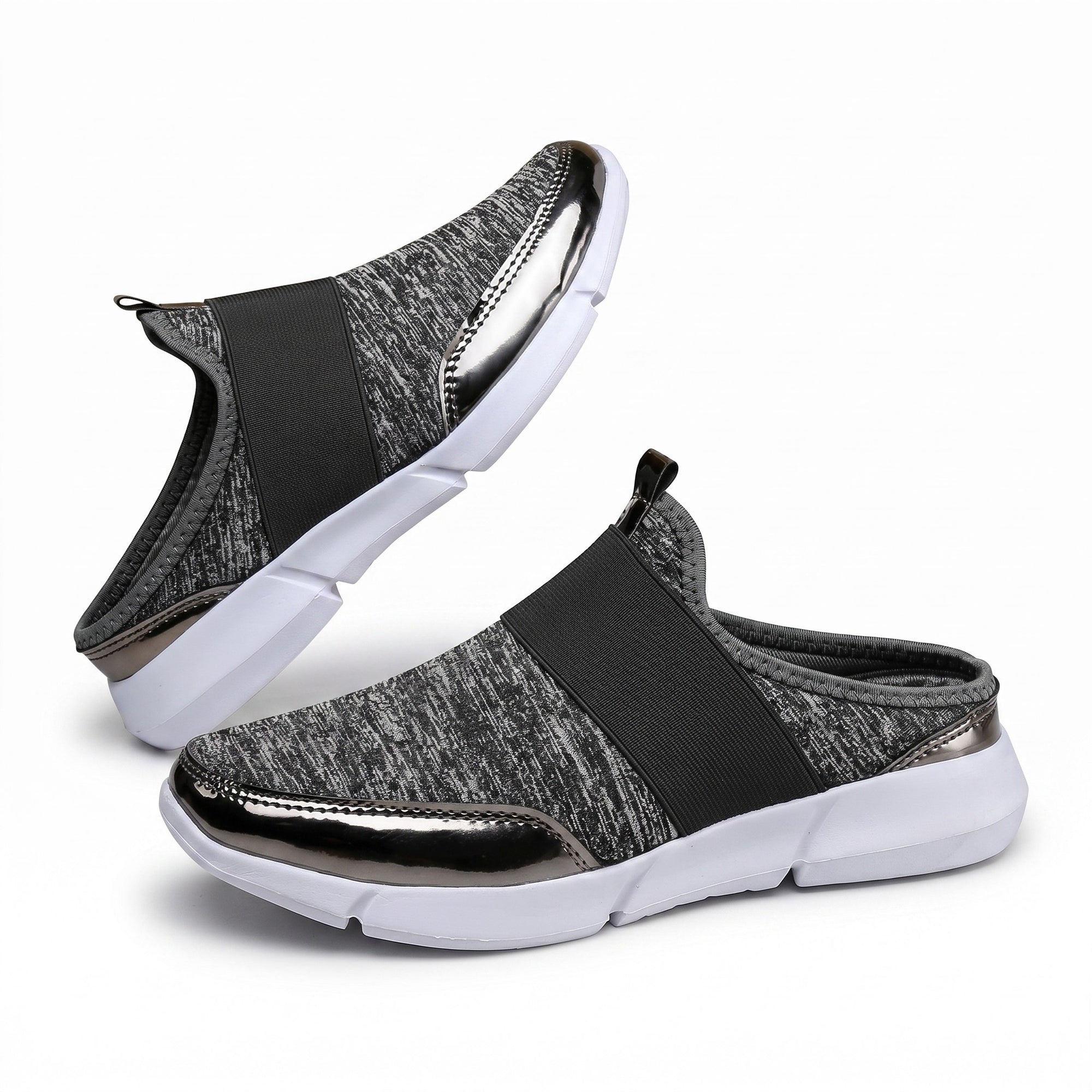 Women's dark gray slip-on summer slippers
